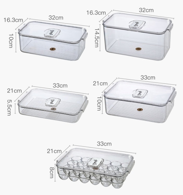 Transparent storage box for fruits and vegetables with lid