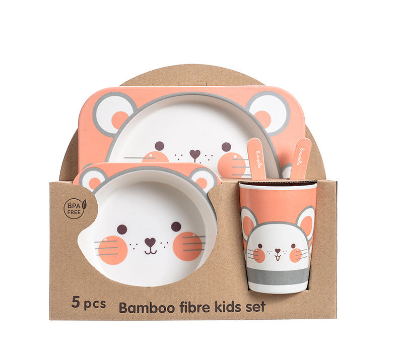 5-piece children's set in bamboo material with fun patterns