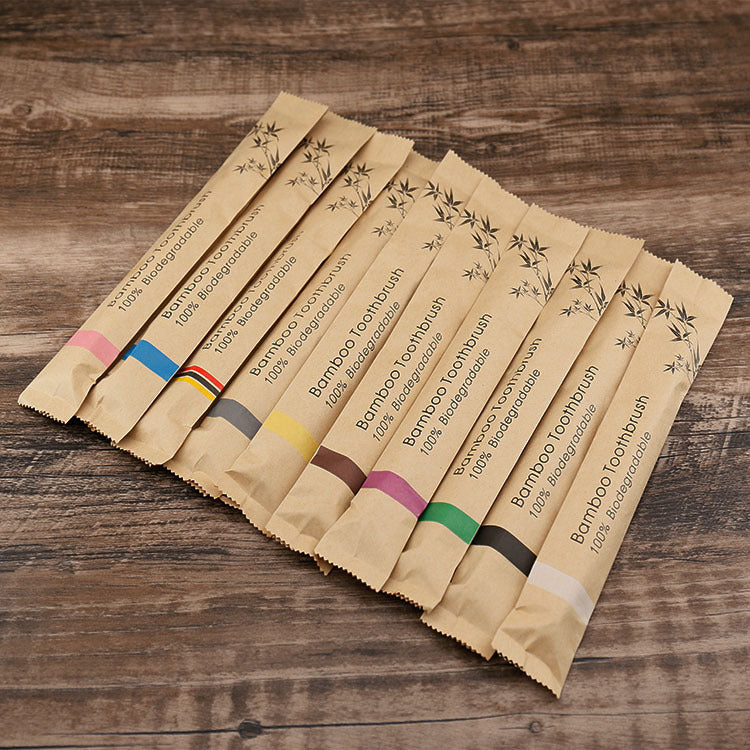 Natural bamboo toothbrush with soft bristles