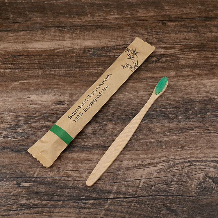 Natural bamboo toothbrush with soft bristles