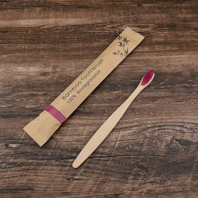 Natural bamboo toothbrush with soft bristles