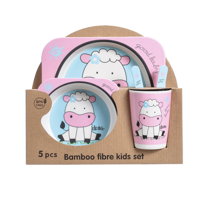 5-piece children's set in bamboo material with fun patterns