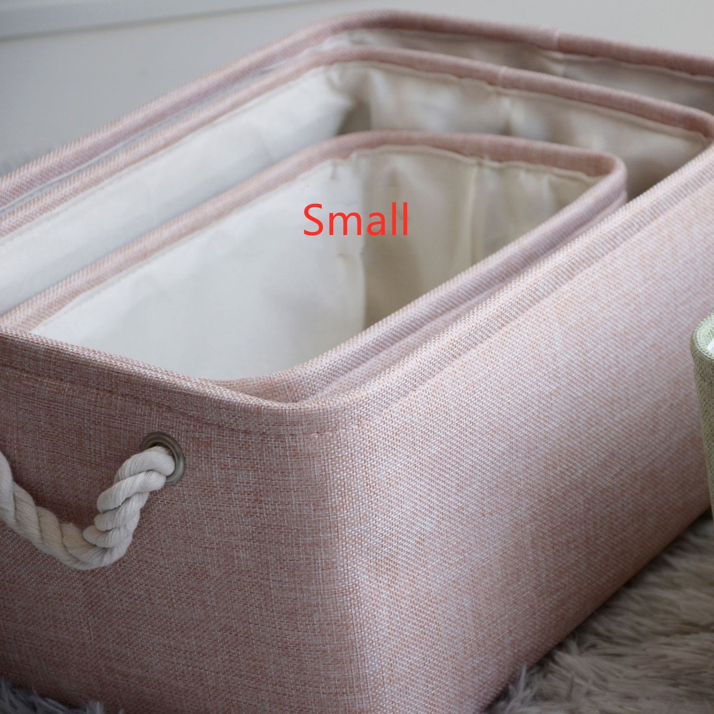 Cotton and linen storage basket