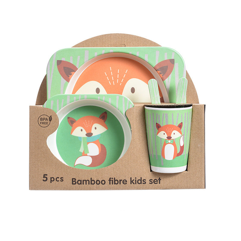 5-piece children's set in bamboo material with fun patterns
