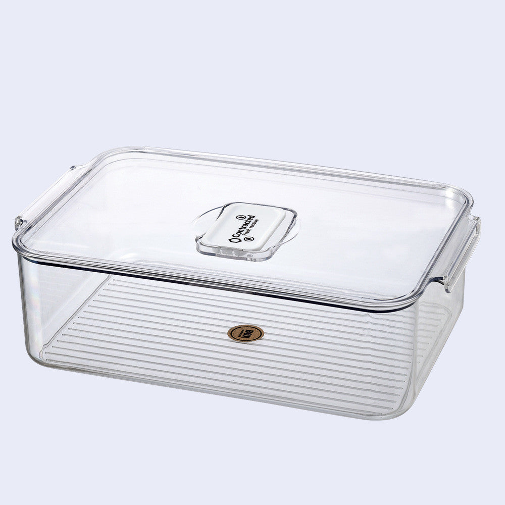 Transparent storage box for fruits and vegetables with lid