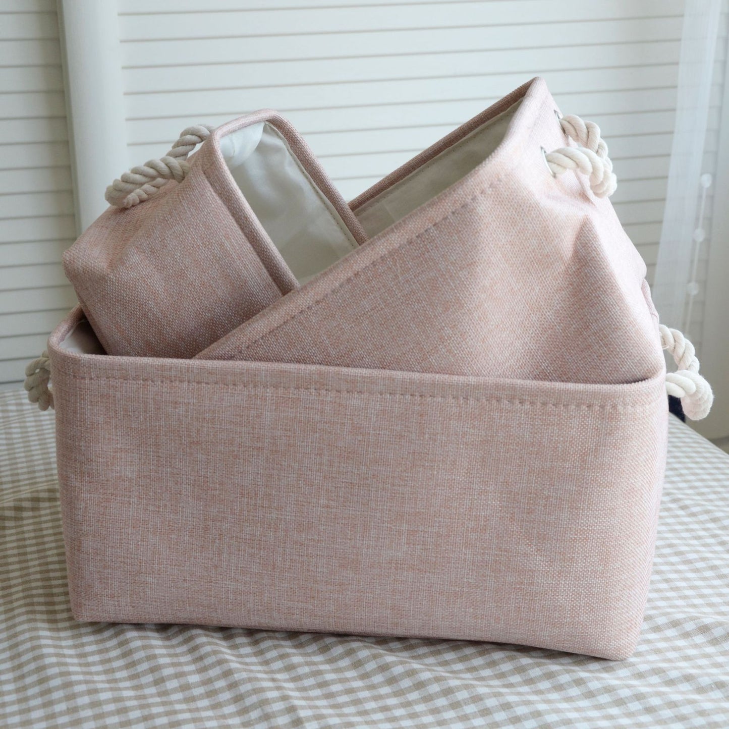 Cotton and linen storage basket