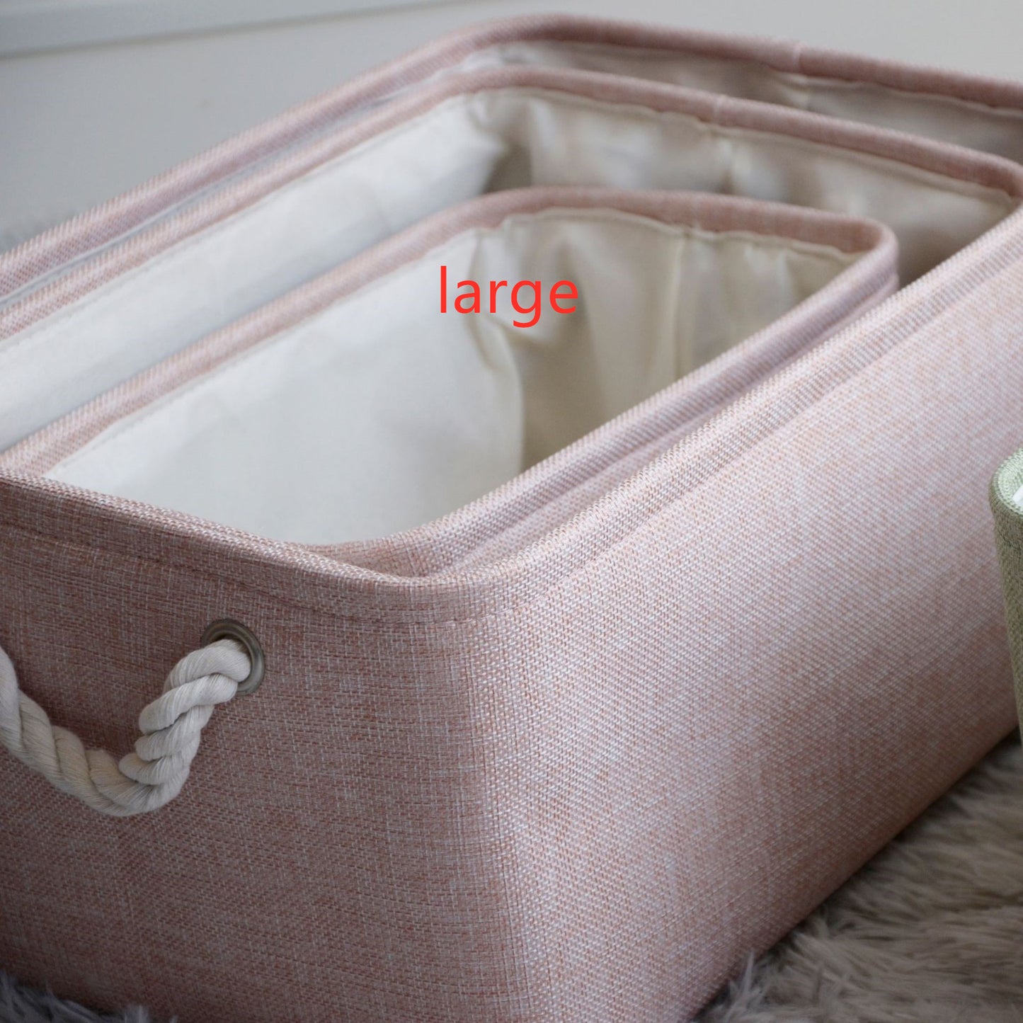 Cotton and linen storage basket
