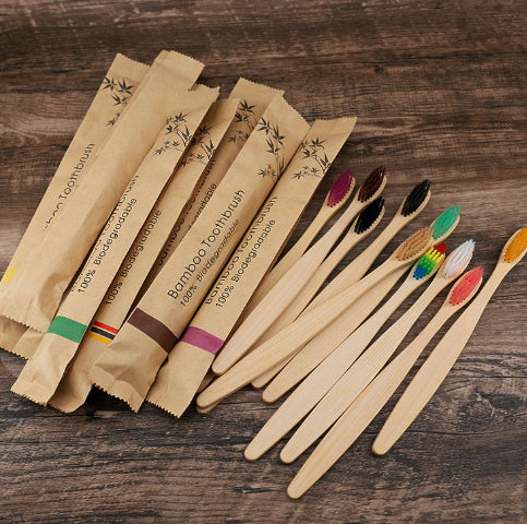 Natural bamboo toothbrush with soft bristles