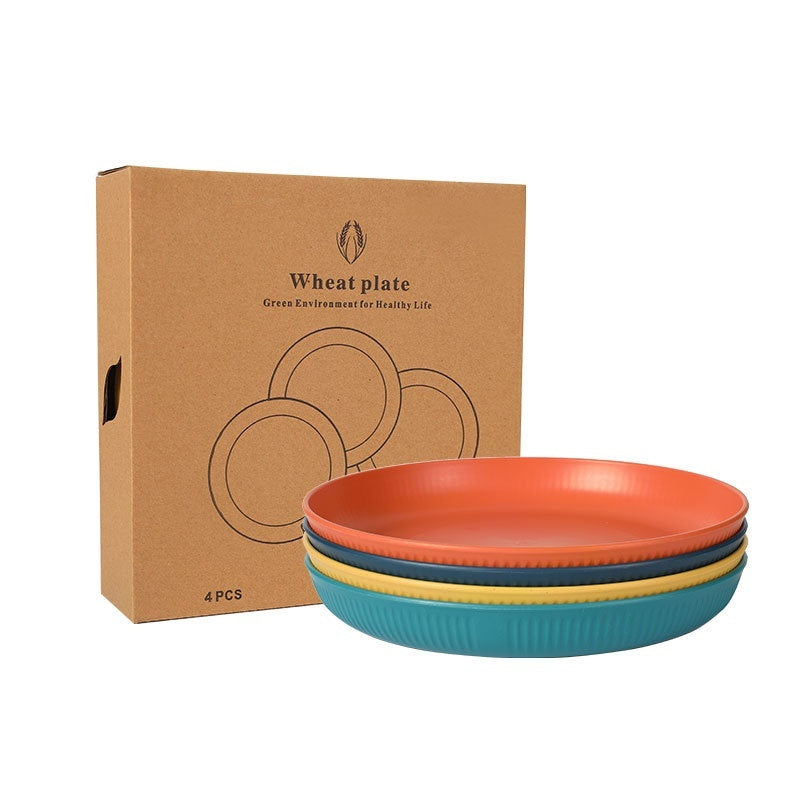 Wheat bowls, glasses and plates – 4-pack