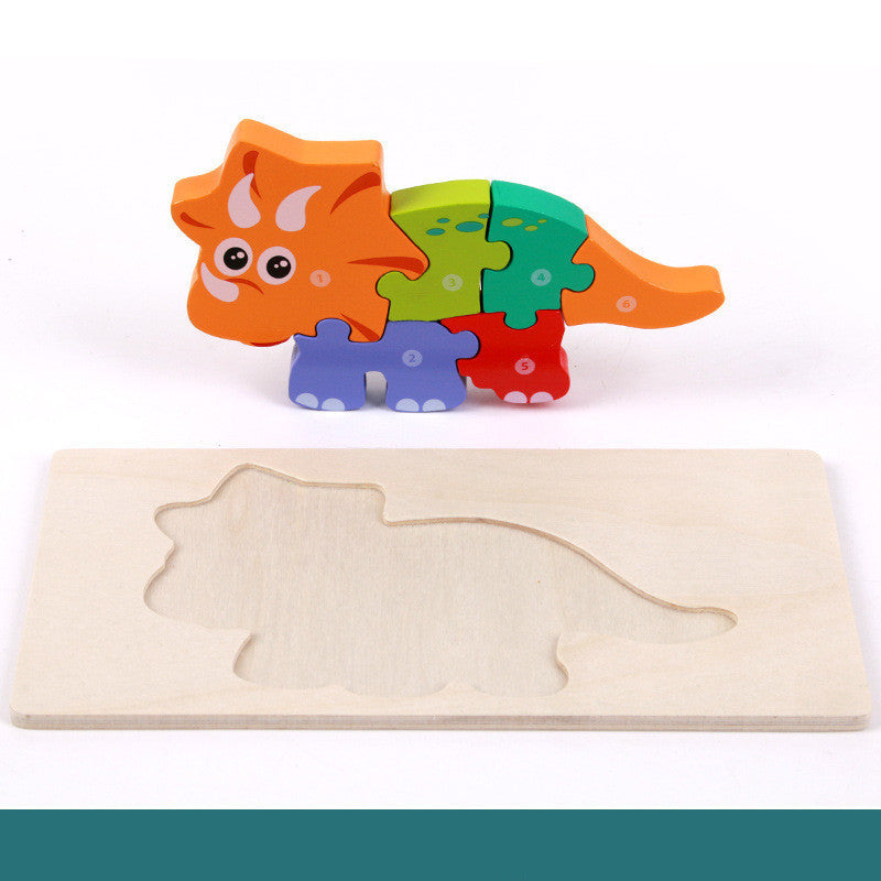 Dinoäventyr: Tredimensionellt Montessori-pussel i trä för små forskare!