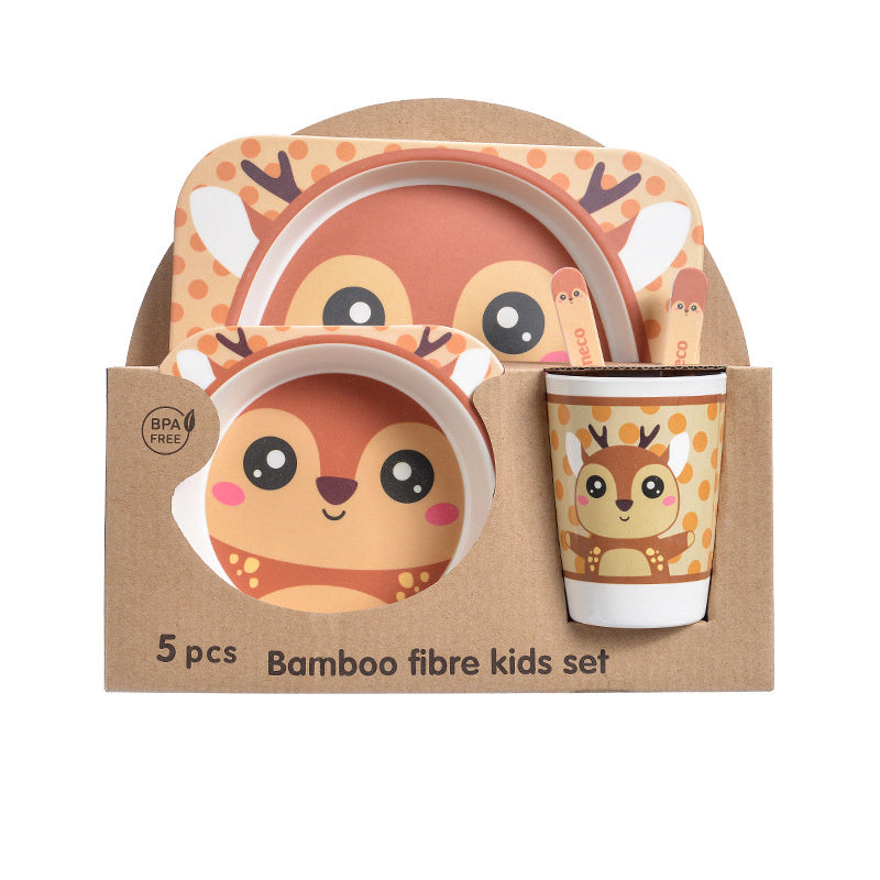 5-piece children's set in bamboo material with fun patterns