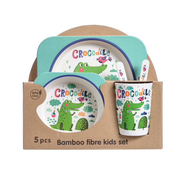 5-piece children's set in bamboo material with fun patterns