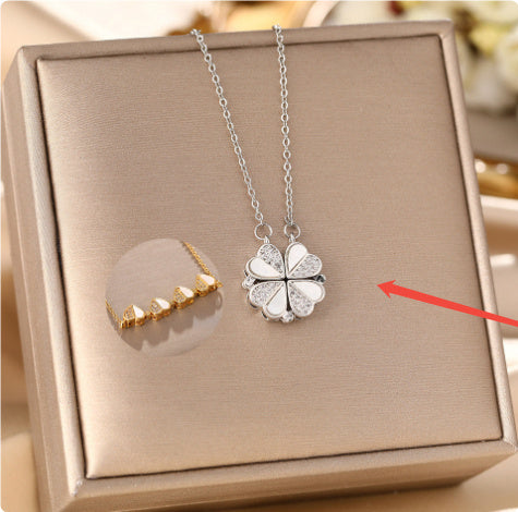 Fyrklöver halsband med Kristallhjärta