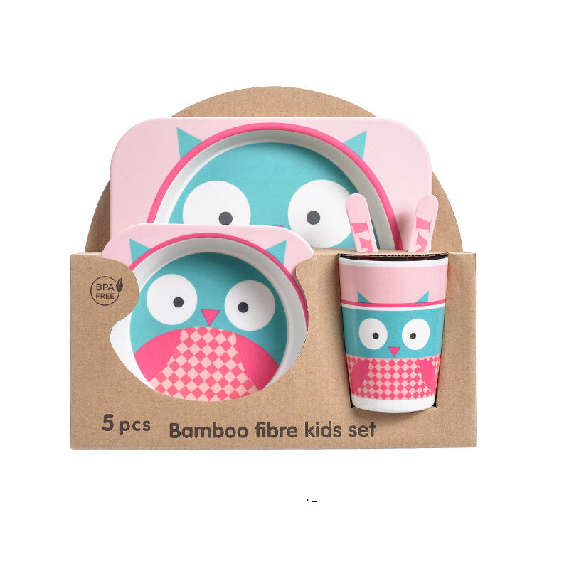 5-piece children's set in bamboo material with fun patterns