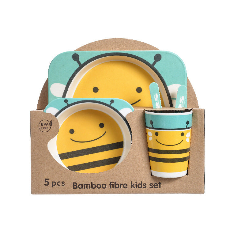 5-piece children's set in bamboo material with fun patterns