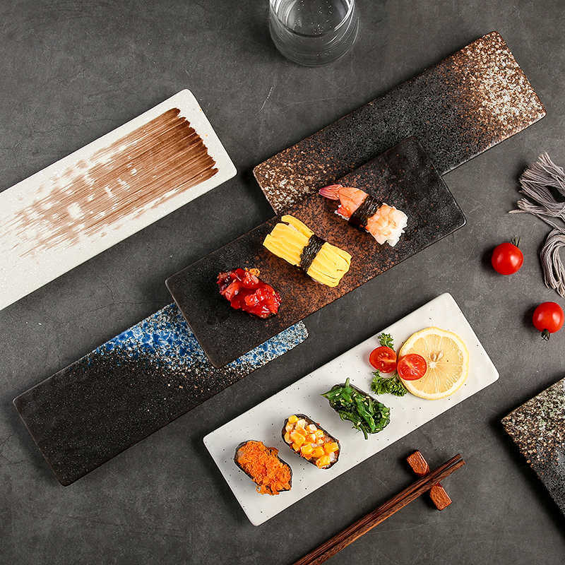 Elegant sushi- och barbecue tallrik i porslin