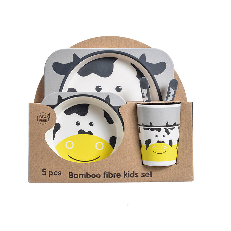 5-piece children's set in bamboo material with fun patterns