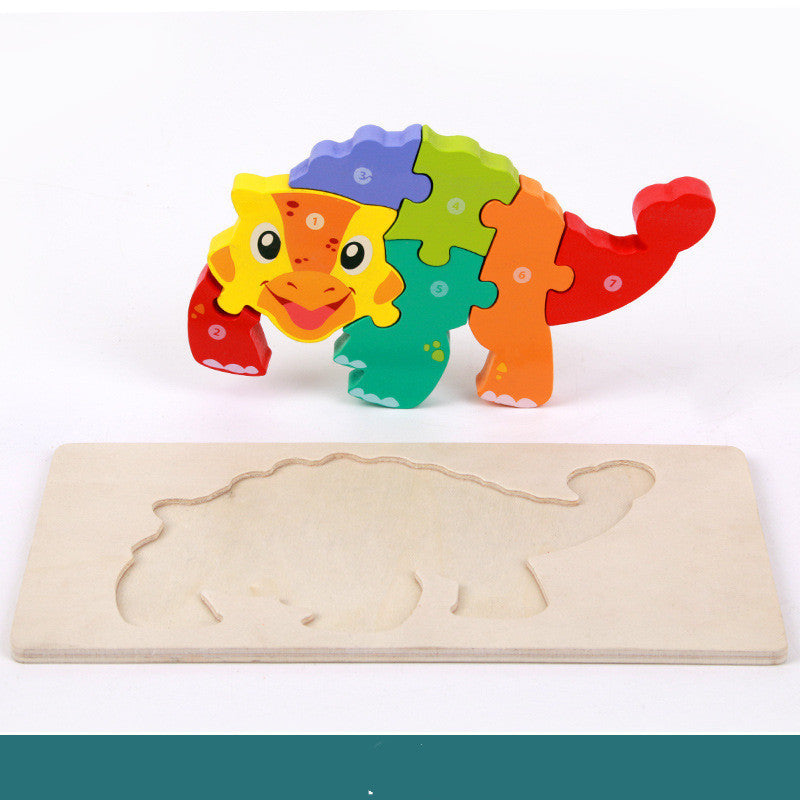 Dinoäventyr: Tredimensionellt Montessori-pussel i trä för små forskare!