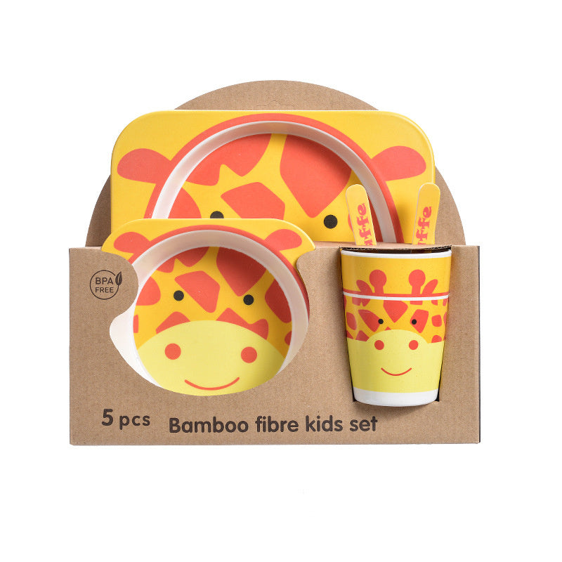 5-piece children's set in bamboo material with fun patterns