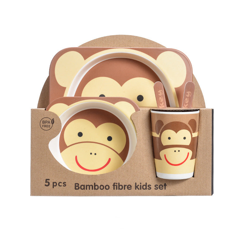5-piece children's set in bamboo material with fun patterns