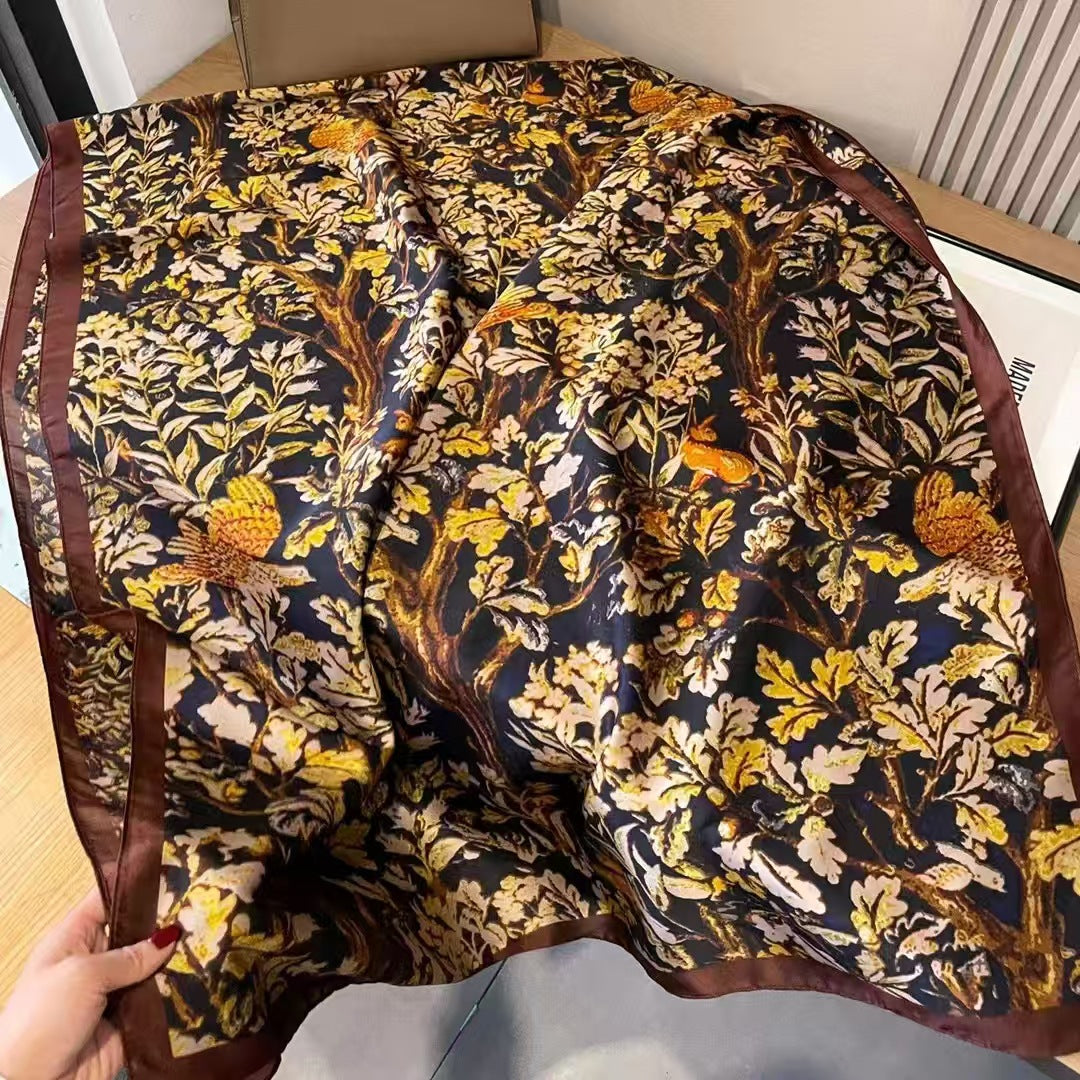 Xiang Yun Satin Long Korean Fashion Printed Scarf