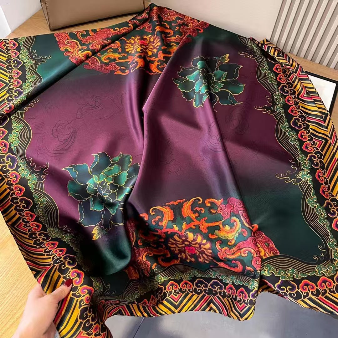 Xiang Yun Satin Long Korean Fashion Printed Scarf