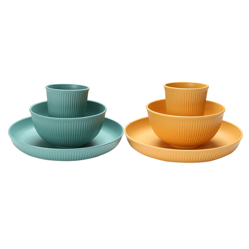 Wheat plate set in colorful design - 18 pieces