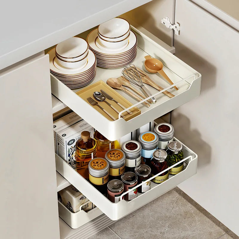Pull-out cabinet storage drawer with slide rail – Perfect for kitchens and bathrooms