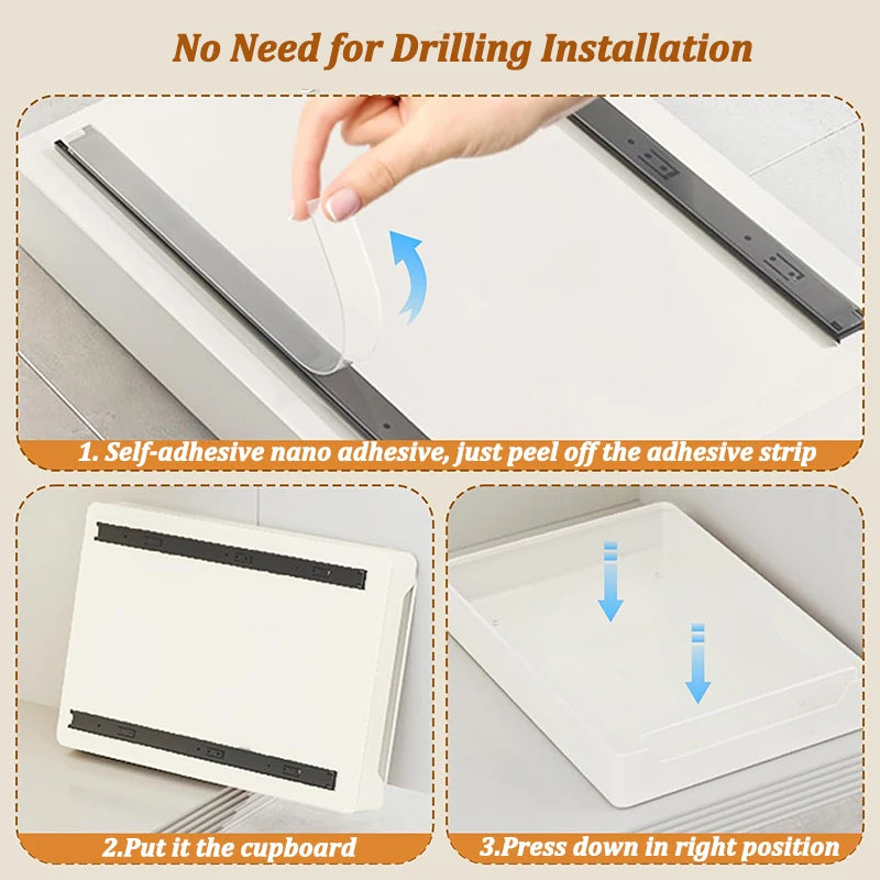 Pull-out cabinet storage drawer with slide rail – Perfect for kitchens and bathrooms