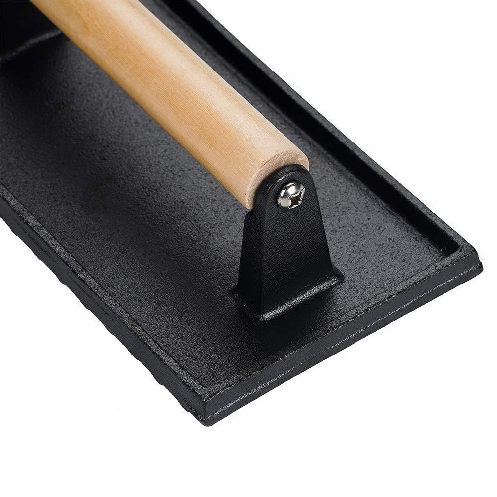 Meat and bacon press with wooden handle