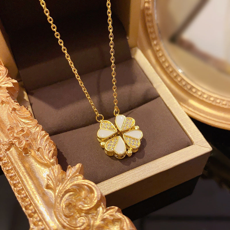 Fyrklöver halsband med Kristallhjärta
