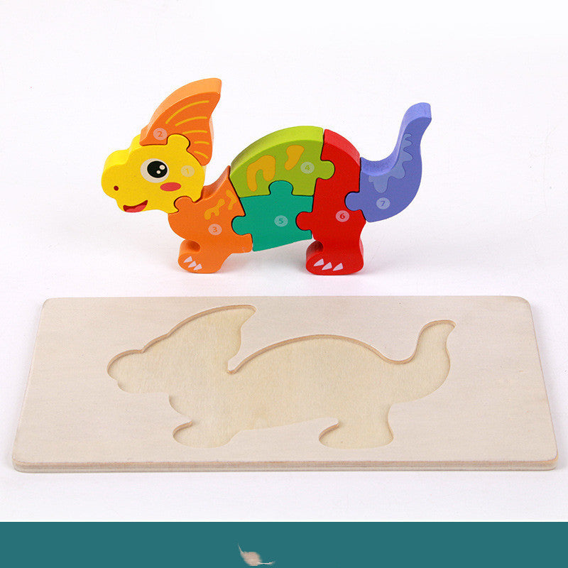 Dinoäventyr: Tredimensionellt Montessori-pussel i trä för små forskare!