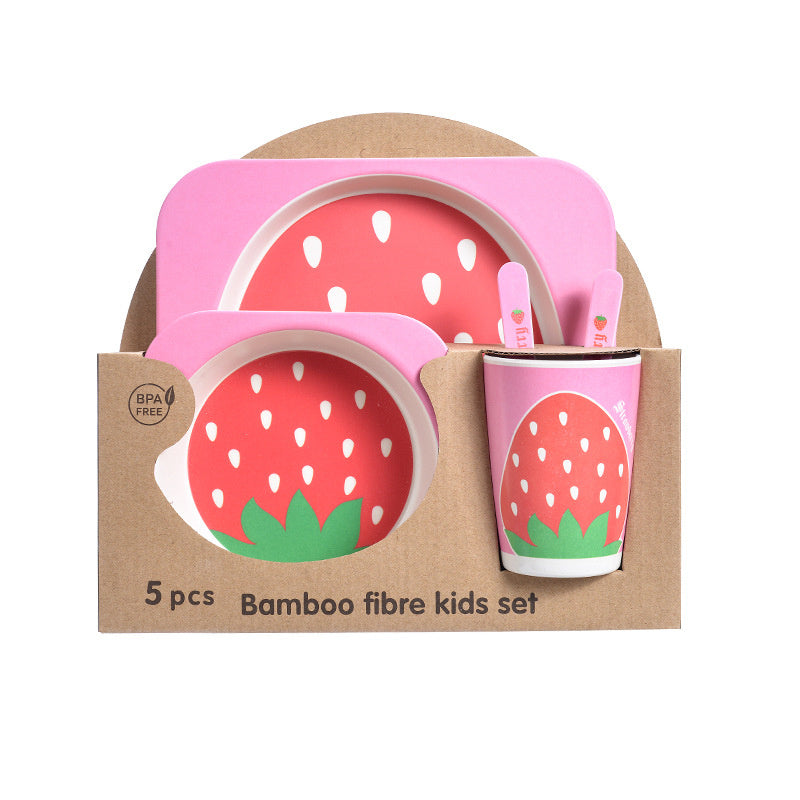 5-piece children's set in bamboo material with fun patterns