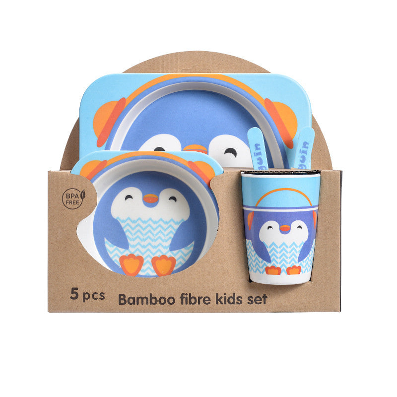5-piece children's set in bamboo material with fun patterns