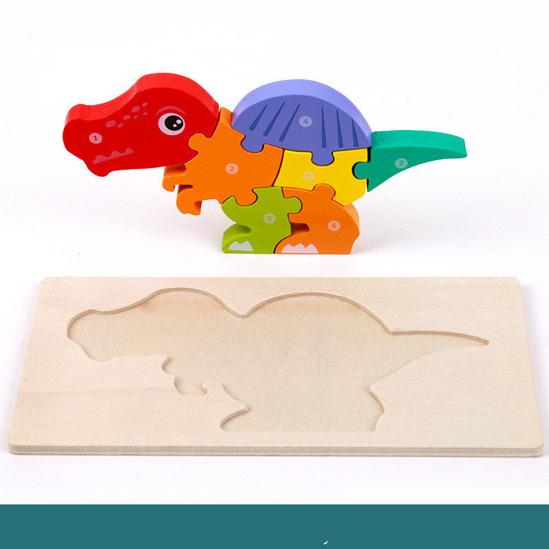 Dinoäventyr: Tredimensionellt Montessori-pussel i trä för små forskare!