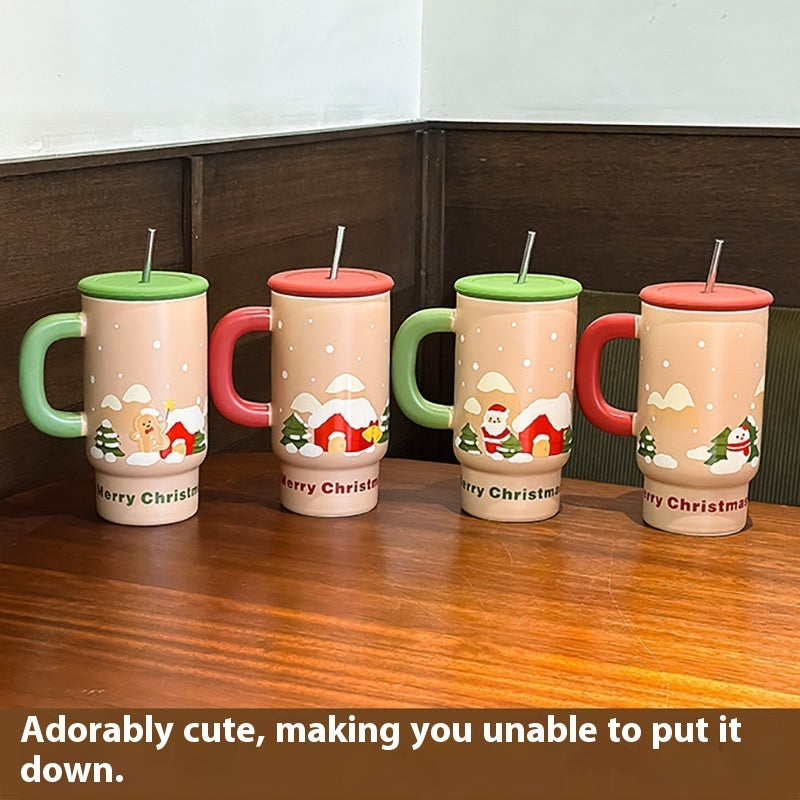 Stor julinspirerad porslinsmugg – Kreativ design & rejäl kapacitet för vintermys