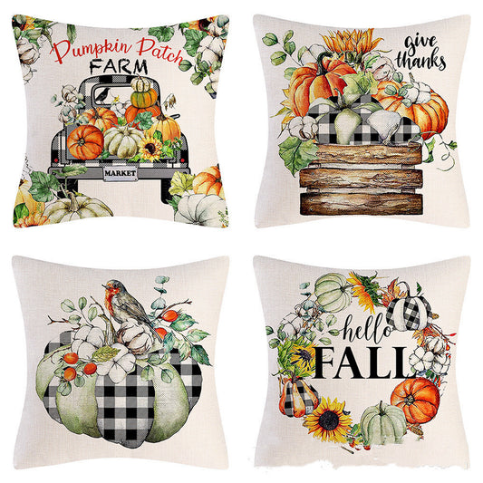 Höstigt Kuddfodral med Pumpa & Solrosor – Charmig Dekoration för Hemmet