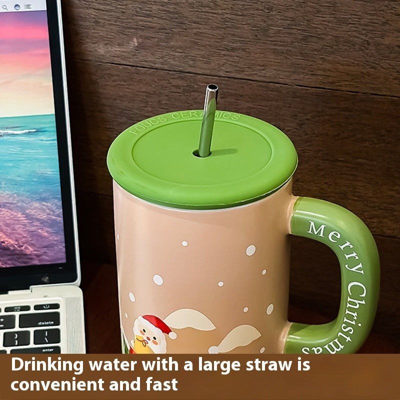 Stor julinspirerad porslinsmugg – Kreativ design & rejäl kapacitet för vintermys